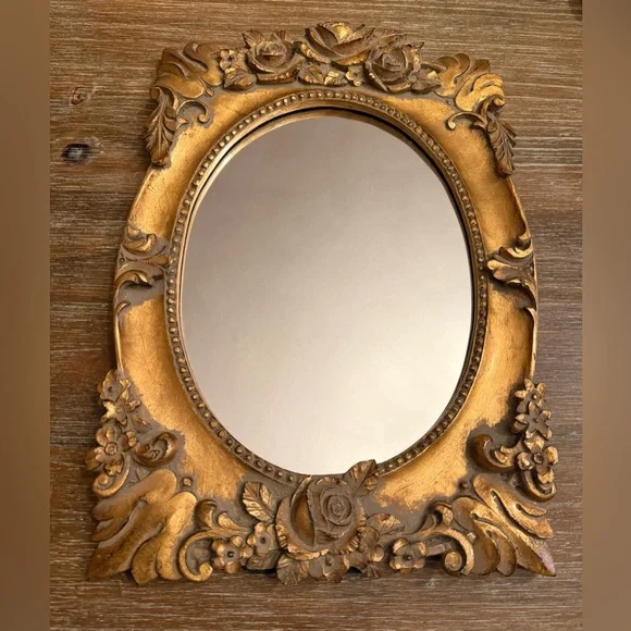 VINTAGE ORNATE GILT FLORAL CARVED MIRROR – ITALIAN STYLE