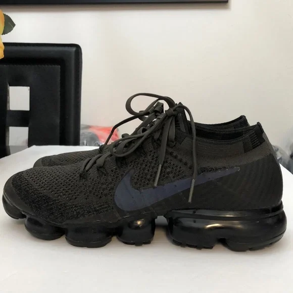NIKE AIR VAPORMAX FLYNIT MIDNIGHT FOG GREY BLACK RUNNING SNEAKERS MENS SIZE 8.5