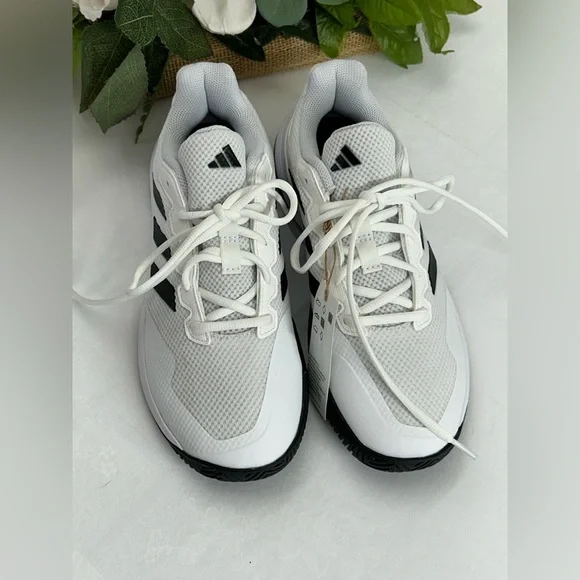 adidas White and Black Low-Top Athletic Trainers