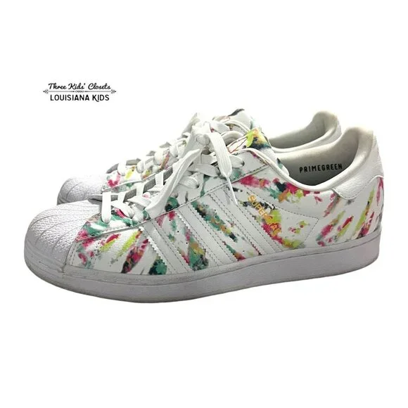 Adidas Superstar Sz 9 PrimeGreen Watercolor Sneakers
