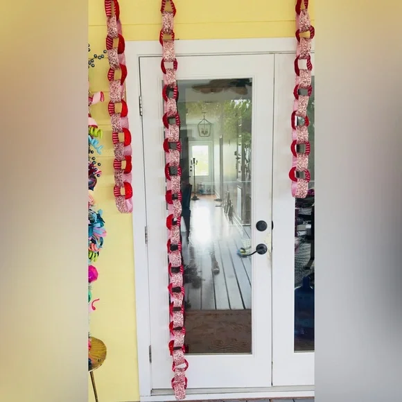 Handmade Pink & Red Sequined Velvet Chain Garland Bachelorette Birthday Party