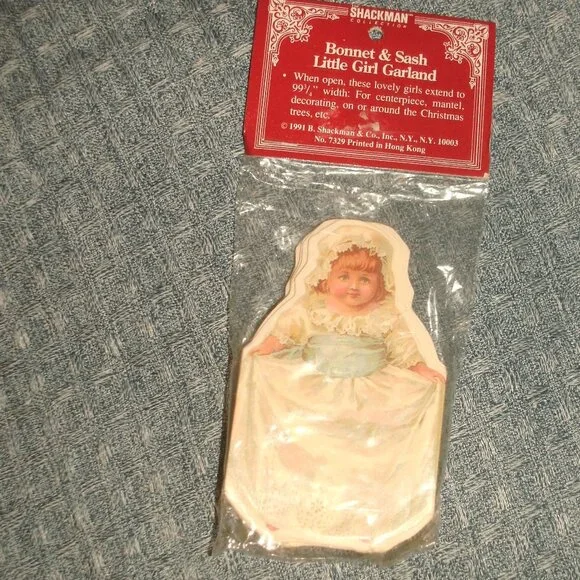 NWT Shackman Vintage Victorian Print Bonnet & Sash Little Girl Garland 99