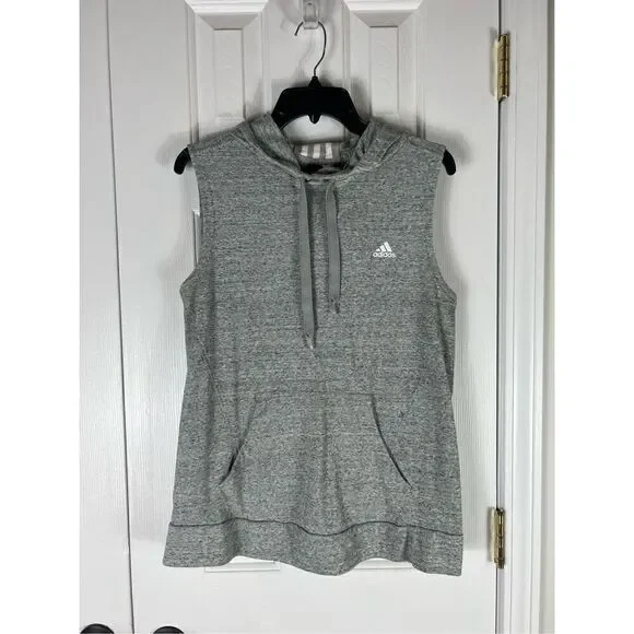 Adidas Mens Grey Vest Hooded Pullover Size L