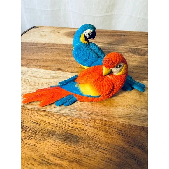 DDW Parrot Figurine Set Multicolor Tropical Macaw Resin Decor 5.5