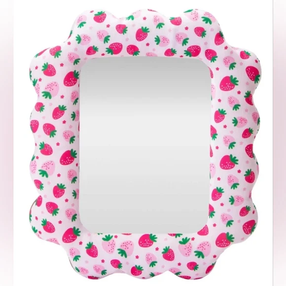 Fabric Pink Stawberry Framed Mirror