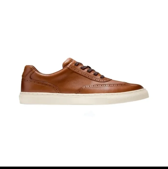 Cole Haan Men's Grand Kittery Wing Tip Sneakers, British Tan/Ivory,