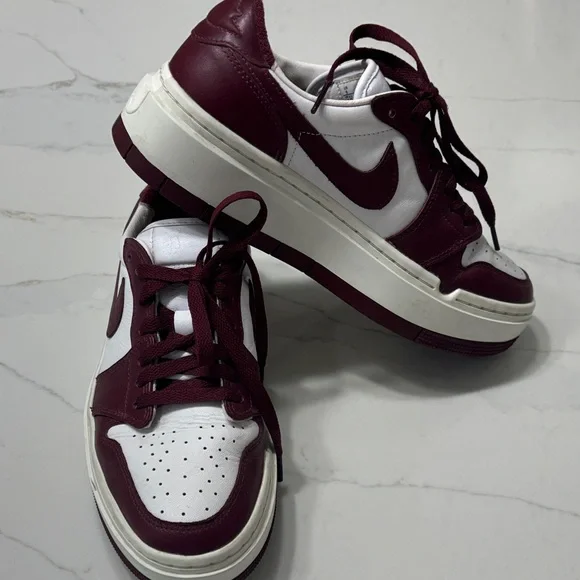 Men's Burgundy and White Sneakers