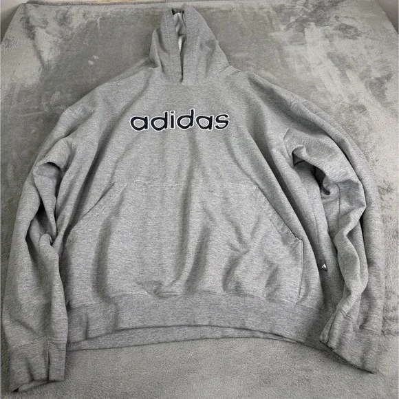 Vintage Y2K Adidas Pullover Hoodie Men's Size XL Gray