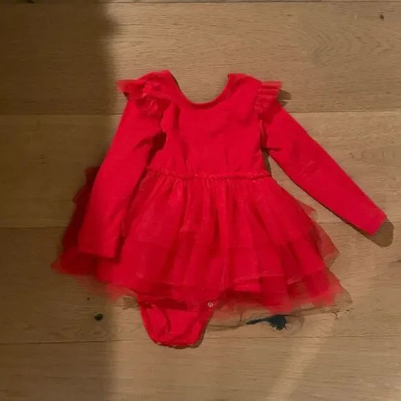 Red Tulle long sleeve twirl dress