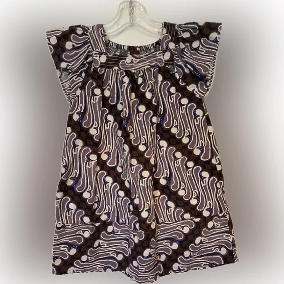Tea Collection Purple & Brown Shift Dress.