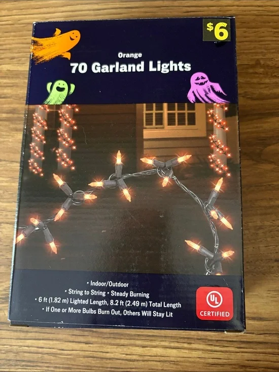 Orange 70 Garland Lights - Holiday Indoor/Outdoor