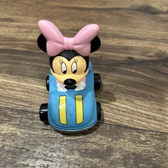 Disney Parks Minnie Mouse Rolling Toy Car Plastic Small Blue 3.25