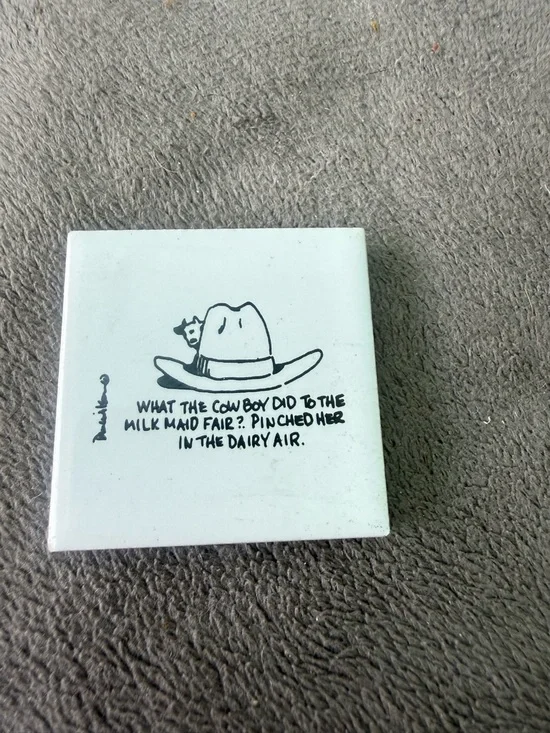 White Cowboy Western Magnet with Cowboy Illustration