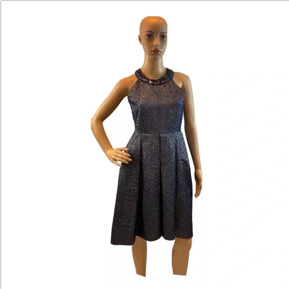 Rare Editions Big Girls Plus Embellished-Neck Jacquard Dress Size 8/10