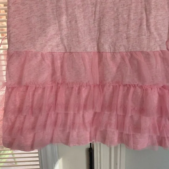 GapKids pink sparkly long sleeve dress with tulle layers at bottom S/6-7 GUC