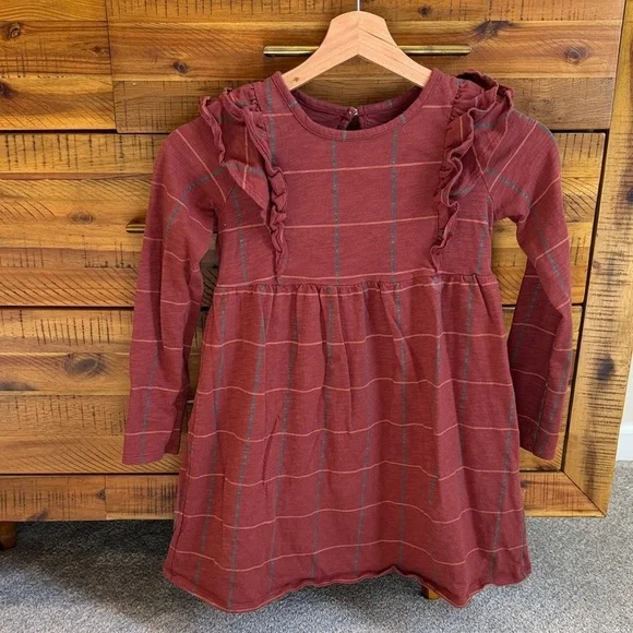 Little Co. Adorable Ruffled Plaid Dress for Kids - Red