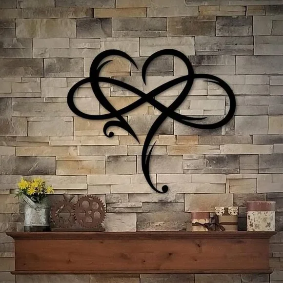 Romantic Infinity Heart Wall Decor - Durable Metal Love Sign 23.6x20.6inch
