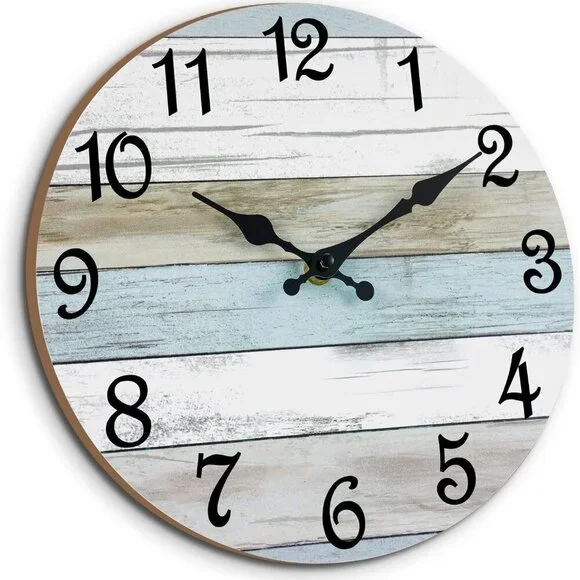 12-Inch Silent Non-Ticking Wall Clock - Stylish Rustic Decor for Every Room