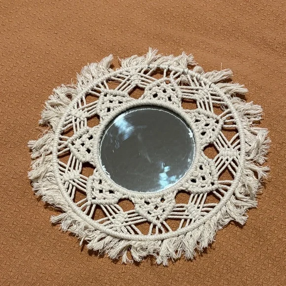 Bohemian Cream Macrame Wall Mirror