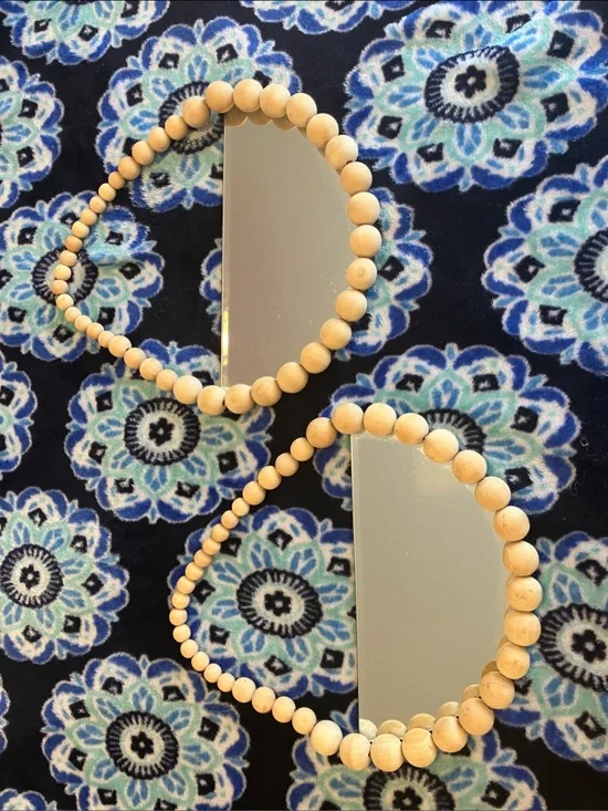 Wood Bead Mirror Garland - Natural Wood