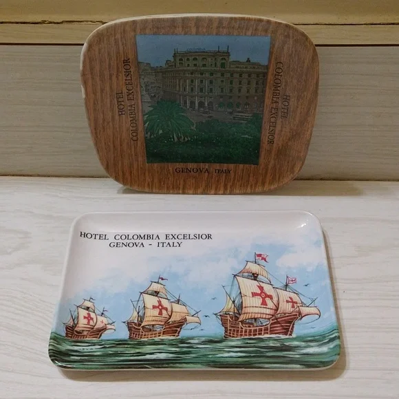 MCM Italian Souvenir Catch All Trays, Set of 2 Mid Century Decor Trays