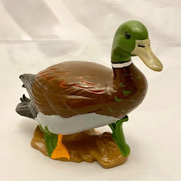 Hand-Painted Ceramic Duck, Signed on Bottom, Hobbyist Painted, VTG