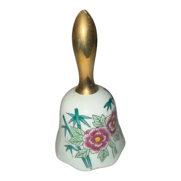 BELL PORCELAIN ASIAN MOTIF BAMBOO REAL GOLD HANDLE ACTION LOBECO JAPAN