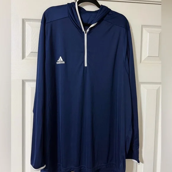 Men’s Adidas thin Navy hoodie with white trim 3XL