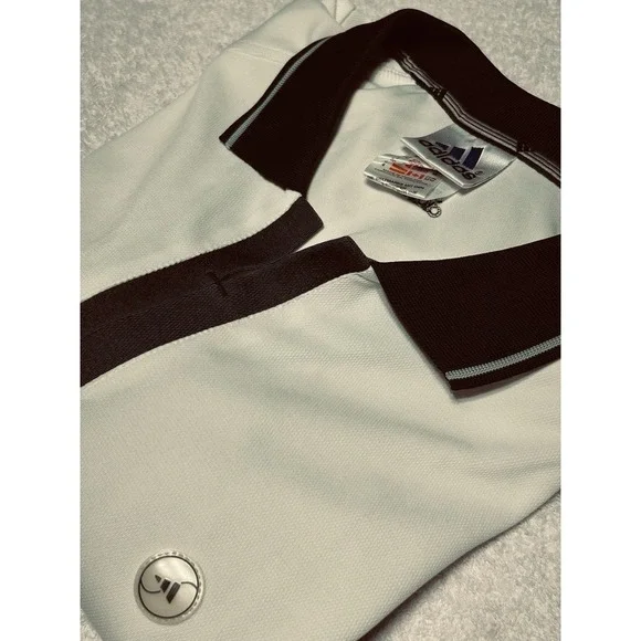 Adidas White/Black Mens Polo Shirt Size M Rare Vintage