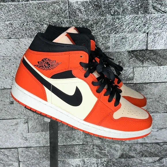 Jordan 1 Mid Team Orange Black - MNS10.5