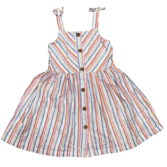 Lucky‎ Penny Kids Girls Striped Button Front Dress Rainbow Sparkle Size 5