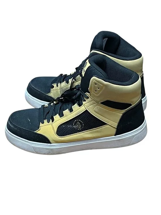 Volcom Mens Size 12 Black & Beige High-Top Shoes With Leather Upper
