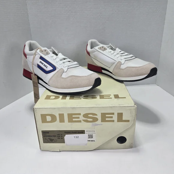 Diesel Owens Red, White, and Blue and Tan Running Sneakers Men's Size 10