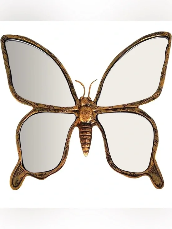 Beautiful Butterfly Bohemian style Wall Mirror Gold color Resin Bedroom Decor