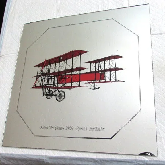 Bundle of 2 Vintage HOYNE MIRROR SCENES of Antique Airplanes Unframed 12 X 12