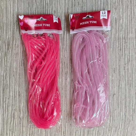 NWT Pink Mesh Tube Ribbon Decor - Hot Pink OR Bubblegum Pink