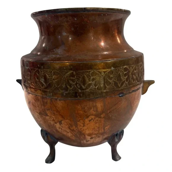Vtg Bronze Copper Vessel Urn Pot 7