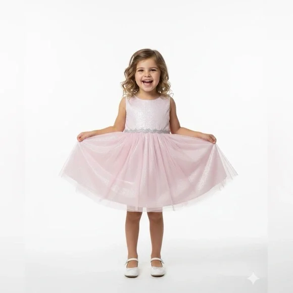 Youngland Pink A-Line Sundress with Silver Details