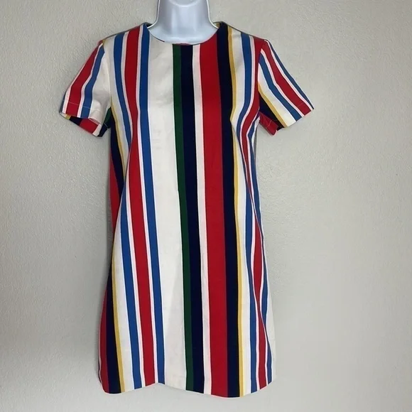 Marni Short Sleeve Multicolored Striped Dress Jersey Back Size 14