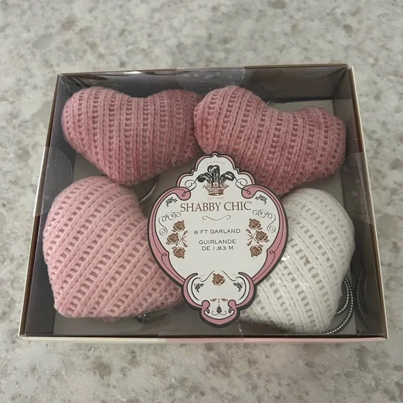 “New” Shabby Chic Heart shaped garland 6 ft