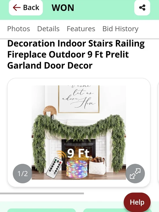 9 Ft Prelit Green Pine Garland - Lush Christmas Mantel Decoration