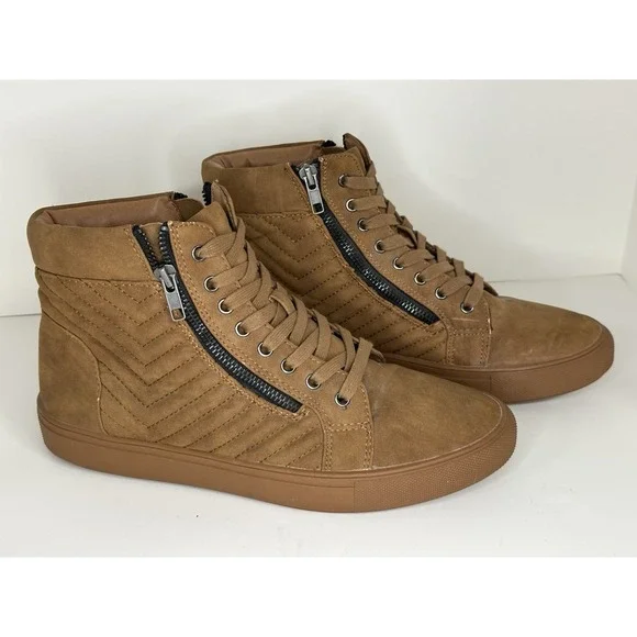 Steve‎ Madden, Men's Punted Zip Up Sneakers, Camel Color, Size 8M