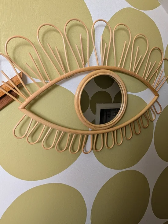 Natural Rattan Eye Wall Mirror - Beige