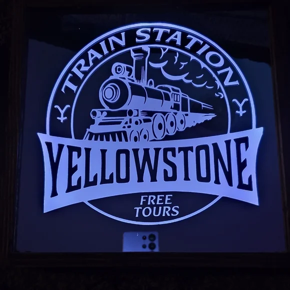 Train Station Illuminated Wall Sign - Blue