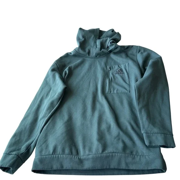 Adidas Mens‎ Zippered Chest Pocket Hoodie Dark Green XL Fleece workout Pullover