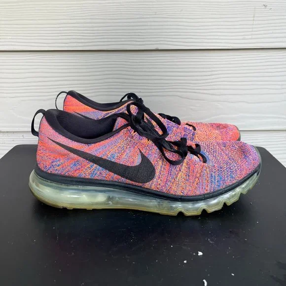 Nike men's Air Max Flyknit Blue Concord Crimson Sneakers Sz 11 Style 620469-404