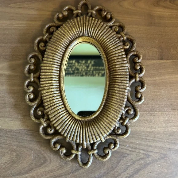Vintage Homeco Faux Rattan Ornate Wall Mirror