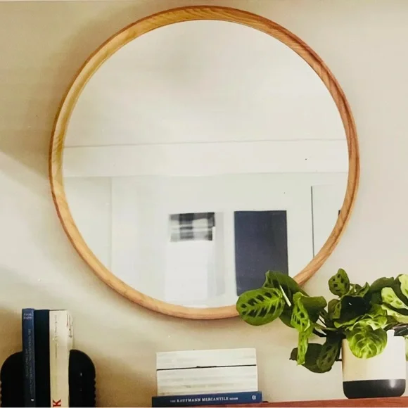 THRESHOLD 26” classic wood round mirror -natural