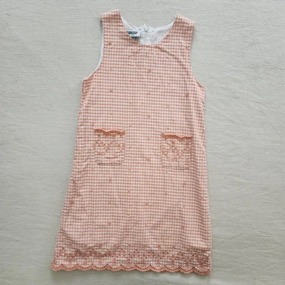 Vintage Oshkosh Peach Gingham Dress kids 6