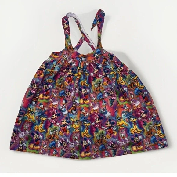 Disney Characters Vintage Pattern Handmade Sleeveless Baby Girls Dress Toddler
